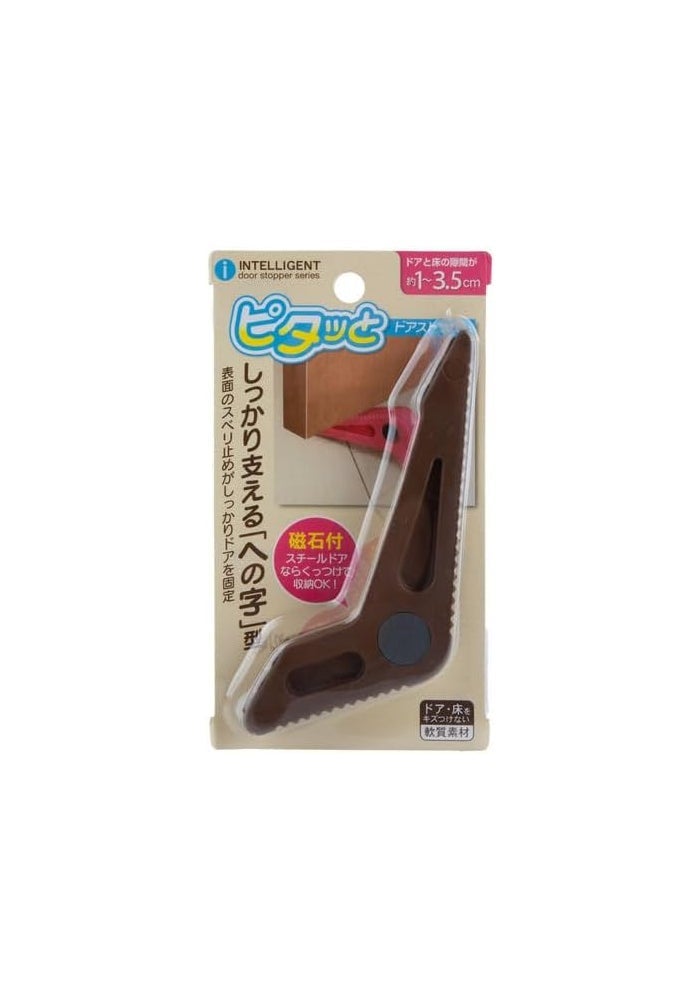 Daiso دعامة باب | بني | حامل باب مضاد للانزلاق للاستخدام المنزلي والمكتبي والآمن - Image 1